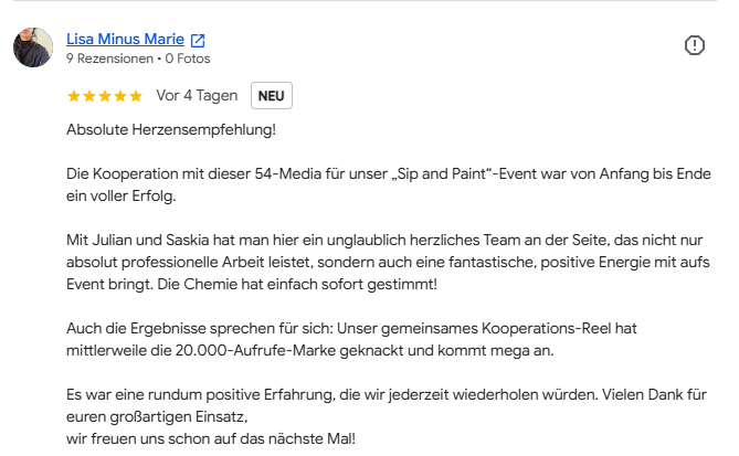 5-Sterne-Google-Bewertung für die Social-Media-Betreuung durch 54-56 Media (1)